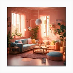 Pink Living Room 5 Canvas Print