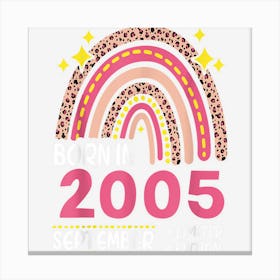 17 Years Old Born In September 2005 17th Birthday Rainbow 1 Canvas Print