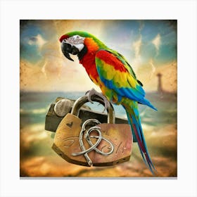 Parrot On A Lock Canvas Print