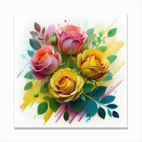 Watercolor design with beautiful roses oil painting abstract 8 Canvas Print