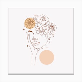 Floral Head Line Woman print Canvas Print