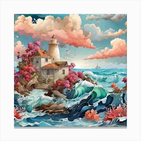 Lighthouse In The Sea Canvas Print