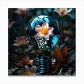 Light Bulb With Flowers 1 Canvas Print