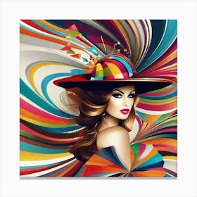 Woman In A Colorful Hat 1 Canvas Print