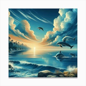 Dolphins In The Sea 1 Canvas Print