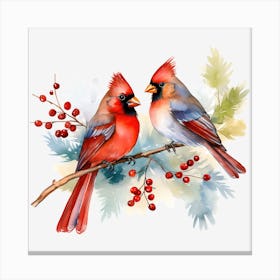 Cardinals On Branch 3 Canvas Print