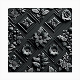 Black And White Floral Wallpaper Canvas Print