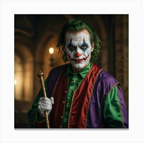 Joker In A Medieval Jester Costume Canvas Print