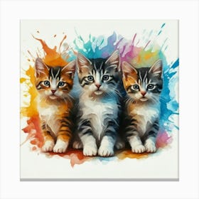 Cat Watercolor Trio Canvas Print