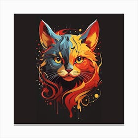 Beautiful cat with fiery colors Canvas Print