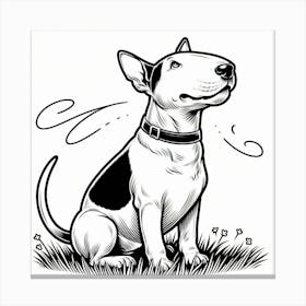 Line Art bull terrier dog 3 Canvas Print