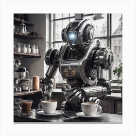 Robo make cafee Canvas Print