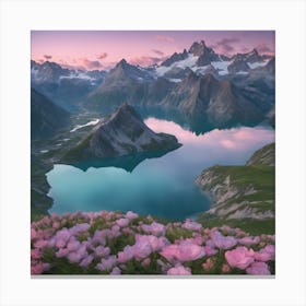 Pink Flowers In The Mountains Canvas Print