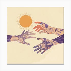 Two Hands Reaching For The Sun Canvas Print