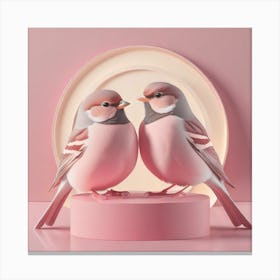 Firefly A Modern Illustration Of 2 Beautiful Sparrows Together In Neutral Colors Of Taupe, Gray, Tan (67) Canvas Print