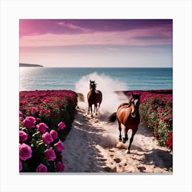 Horses On The Beach Canvas Print