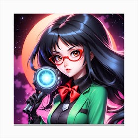 Anime Girl Holding A Magnifying Glass Canvas Print