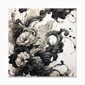 Flowers In Black And White Canvas Print