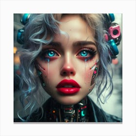 Girl With A Robot Face Canvas Print