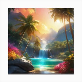 Waterfall In The Jungle 22 Canvas Print