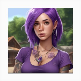 Purple Haired Girl Canvas Print