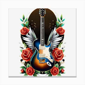 Electric Guitar With Roses 14 Canvas Print