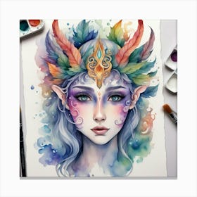 Watercolor Of An Elf Canvas Print