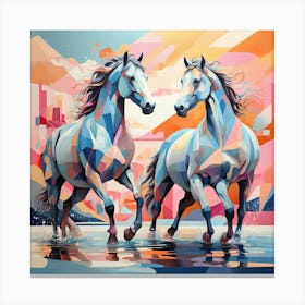 Horses In The Water Canvas Print