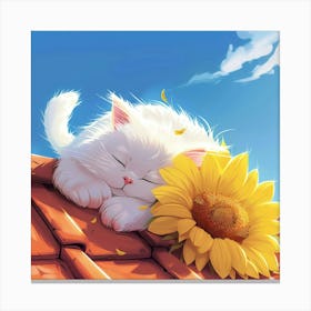 Cat Sleeping On The Roof 1 Canvas Print