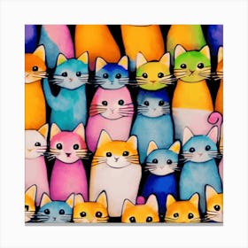 seamless pattern of Colorful Cats Canvas Print