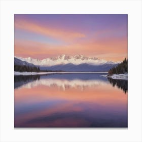 Sunrise Over Lake In The Mountains Paintings Art Print Canvas Print