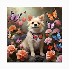 Chihuahua With Butterflies Canvas Print