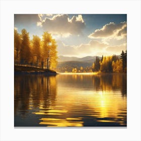 Autumn Trees On A Lake 2 Canvas Print