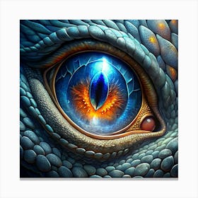 Close Up Of A Dragon S Eye With Glowing Fire Inside Canvas Print