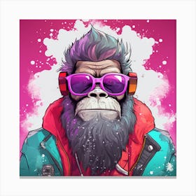 Gorilla With Headphones Canvas Print