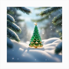 Christmas Tree In The Snow 14 Canvas Print