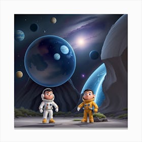 Two Astronauts In Space Canvas Print