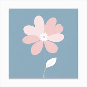 A White And Pink Flower In Minimalist Style Square Composition 348 Canvas Print