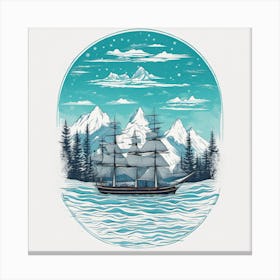 Sailing Ship In The Snow Canvas Print