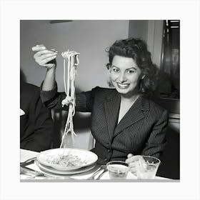 Sophia Loren Eating Spaghetti Canvas Print