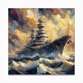 Battleship In The Ocean Canvas Print