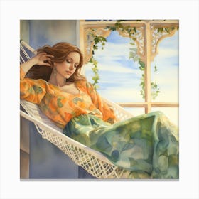 Girl In A Hammock Canvas Print