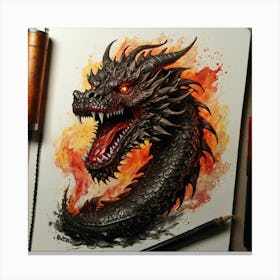 Dragon In Flames 1 Canvas Print