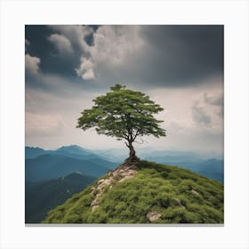 Lone Tree On Top Of Mountain 8 Canvas Print