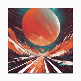 Mars Is Walking Down A Long Path, In The Style Of Bold And Colorful Graphic Design, David , Rainbow (1) Canvas Print