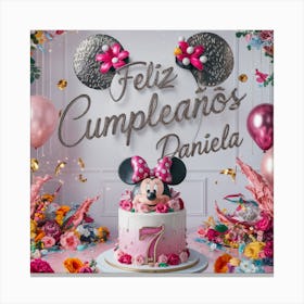 Minnie Mouse Birthday Cake Canvas Print
