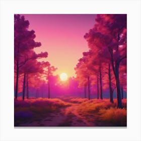 Sunset In The Forest 2 Canvas Print