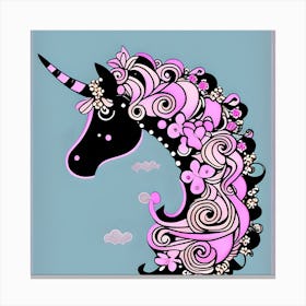 Pretty Floral Unicorn Canvas Print