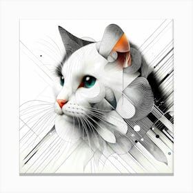 Cat Head - Abstract Line Art Illustration 92 Canvas Print