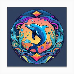 Dolphin In A Circle Canvas Print